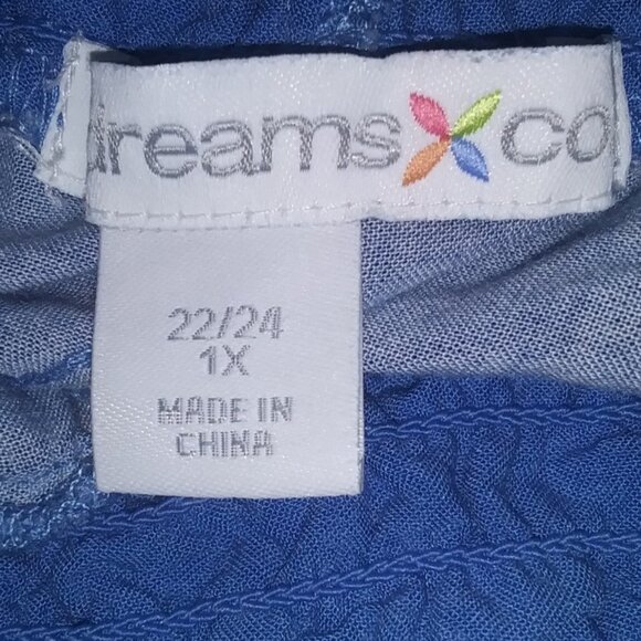 Dream Co. Women's Blue Drawstring Elastic Waist Wide Leg Capri Plus Size 22/24 - Picture 3 of 8